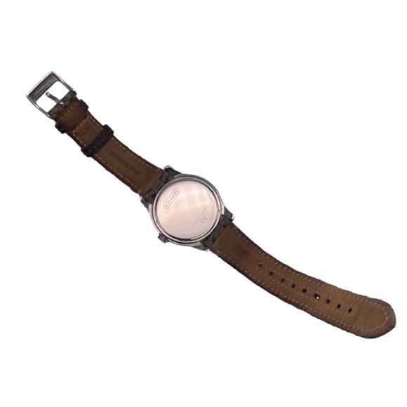 COACH Silver-tone Brown Canvas Genuine Leather Ladies Wristlet Watch main image 7